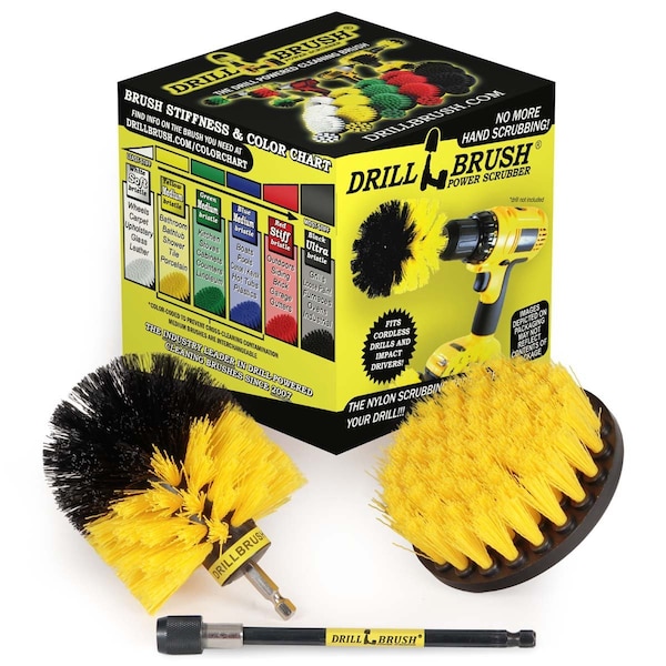 Drill Brush Power Scrubber By Useful Products 5 in W 5 in L Brush, Yellow Y-S-4O-5X-QC-DB - main